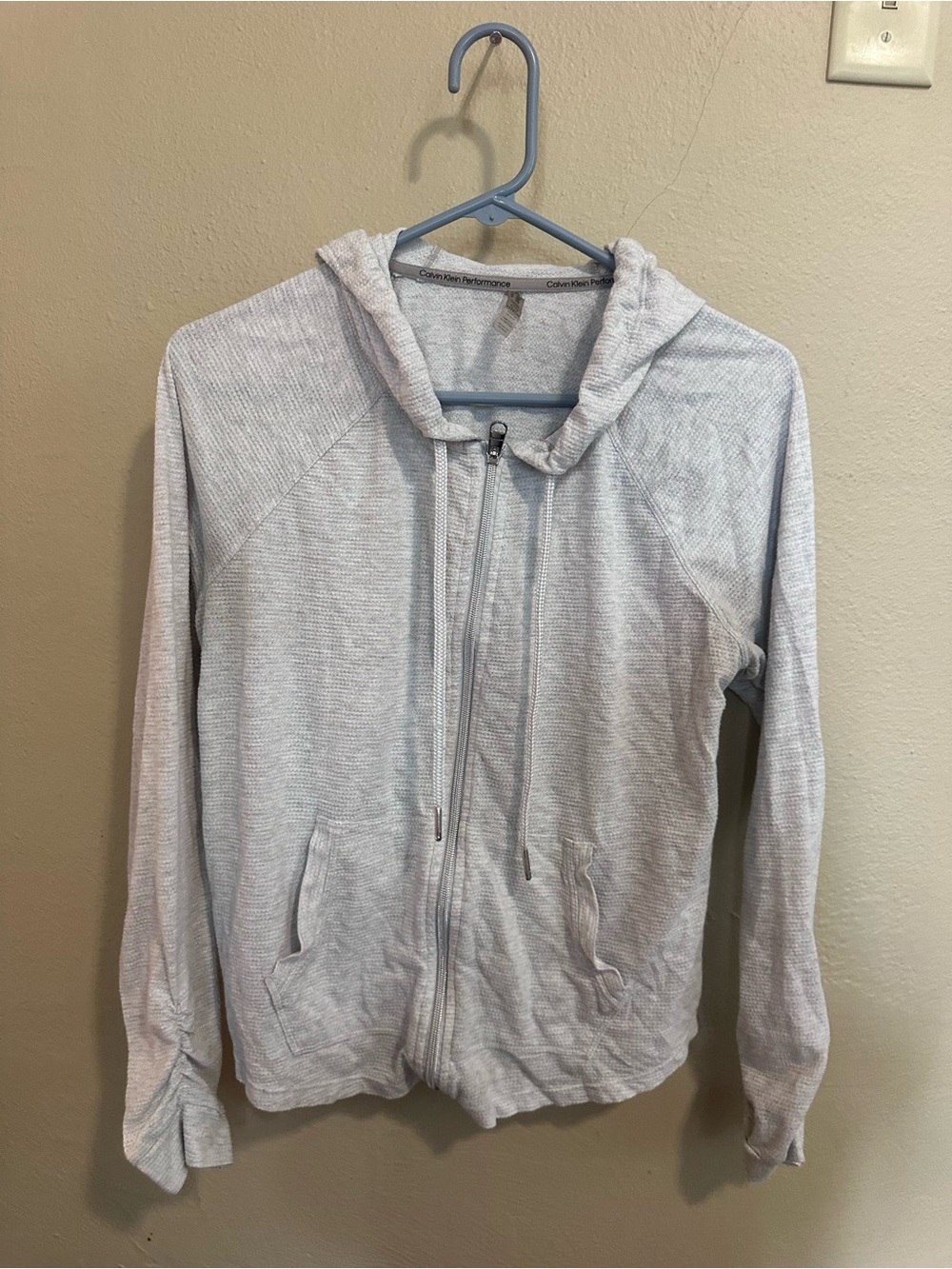 Calvin Klein Performance Heather Gray Full-Zip Hoodie